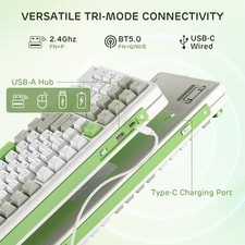 RK ROYAL KLUDGE L98 WIRELESS MECHANICAL KEYBOARD W/LEFT-HANDED -  LEMON GREEN picture