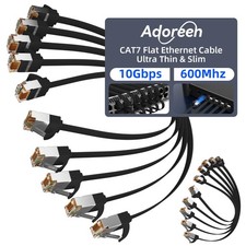 Cat 7 Flat Ethernet Cable 1 FT 10 PCS Shielded Low Profile RJ45 10Gbps picture