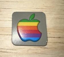 1984 Macintosh 128K M0001 Grey OEM Apple Rainbow Logo REAR Case EMBLEM Mac 512K picture