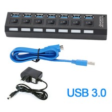 7 Port USB 2.0 / 3.0 Hub Splitter Adapter High Speed For PC Laptop Mac Desktop picture