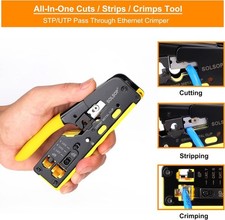 Pass Through RJ45 Crimp Tool Kit All in One Ethernet Crimper Network Cable Test. picture