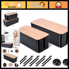 2Pack Wooden Cable Management Box, Cord Organizer & Hide Box for Home/Office picture