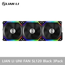 LIAN LI UNI FAN SL120 Black 3Pack w/ Controller 800-1900 RPM 120mm - Fedex  picture