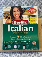 OPEN BOX BERLITZ Italian Premier 8-CD Set Language Course Software w/User Manual picture