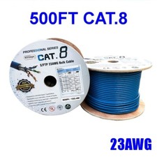 500FT CAT8 40G 2000Mhz Network LAN Ethernet S/FTP Shielded Cable Wire Solid Blue picture