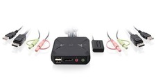 IOGEAR 2-Port USB DisplayPort Cable KVM Switch - 4K 30Hz - Remote Switch Butt... picture