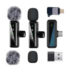 Black Wireless Lavalier Microphone for iPhone iPad Android picture