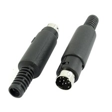 2Pcs Black DIN 8Pin Male Socket Audio Video Adapter Connector picture