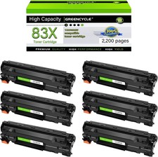 6 Pack CF283X 83X Black Toner Cartridge Compatible For HP LaserJet M201dw M225dn picture