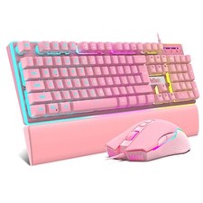 RedThunder K10 Wired Gaming Keyboard and Mouse and Wrist Rest Combo, RGB Back... picture