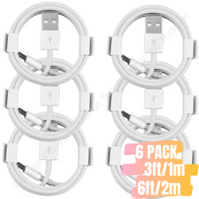 6 PACK USB Charger Cable Cord For Apple iPhone X XR 11 12 13 14 Pro Max Bulk LOT picture
