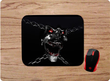BLOODY RED EYED SKULL IN CHAINS DARK ART SCARY FREAKY UNIQUE CUSTOM MOUSEPAD picture