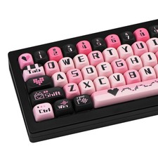 131 PCS PBT Keycaps Black Pink Love Cute Key Cap For Cherry MX Keyboard Set picture