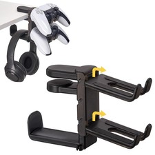 3 in 1 Under Desk Headphone Hanger with Adjustable Clamp Mount, 2 Controller ... picture