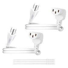 Adoreen 4 Ft/2 Pack Computer TV Replacement Power Cord White, 90 Degree Angle... picture