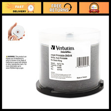 50 Pack DVD-R Blank Discs 4.7GB 16X Inkjet Printable Hub Recordable Media picture
