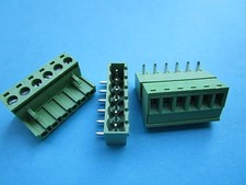 15 pcs 5.08mm Close Angle 6 pin Screw Terminal Block Connector Pluggable Green picture