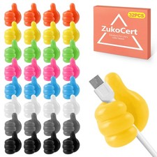 32-Pack Thumbs-Up Self-Adhesive Silicone Cable Organizer Hooks picture