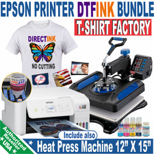 Epson Printer with DTF ink Heat Press Machine 12X15 T-Shirt Maker Bundle picture