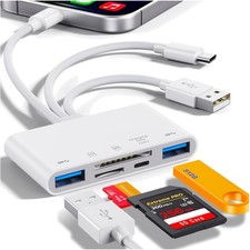 Plug & Play 5-in-1 Memory Card Reader for iOS & Android - Sleek White Design picture
