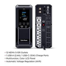CyberPower CP1500AVRLCD3 Intelligent LCD UPS 1500VA/900W Mini-Tower with 12 picture