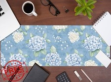 Blue Hydrangea Large Mouse Pad Floral Desk Mat 31.5x11.8 picture