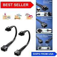 Tangle-Free 9.5 Inch CPU 8 Pin Extension Cable - 2 Pack for Smooth Connectivity picture