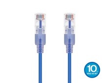 SlimRun Cat6A Ethernet Patch Cable RJ45 Stranded UTP Wire 30AWG 6in Blue 10-Pack picture