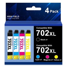 4P 702XL T702XL Ink Cartridges for Epson WorkForce Pro WF-3720 WF-3730 WF-3733 picture