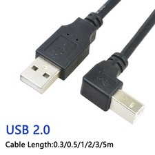 90 Degree USB 2.0 Printer Cable L-Shape A to B Scanner Lead Angled Data Cord picture