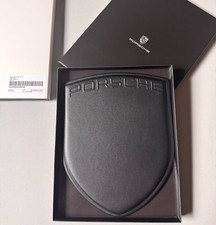 PORSCHE DESIGN EMBOSSED LEATHER COMPUTER MOUSE PAD IN THE SHAPE OF PORSCHE CREST picture