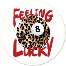 Leopard Lucky 8 Ball Round Mouse Pad Trendy NonSlip Preppy Disco 8.7x8.7 Inch picture