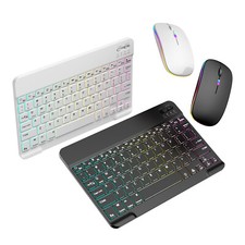 Backlit RGB Wireless Keyboard Mouse - Ergo Plug & Play Multi-Device Office Set picture