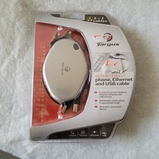 Targus 3-in-1 Retractable Phone, Ethernet, and USB Cable Device (ACC80US), New. picture
