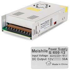 12V 50A 600W DC Switching Power supply Adapter PSU AC-DC 12Volt Silver picture