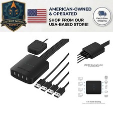 USB 2.0 4-Port Sharing Switch with LED Lights - Perfect for Multiple Computers picture