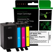 Clover Inkjet Cartridge Replaces 902XL 4 Pack Black Magenta Cyan Yellow BCMY picture