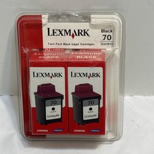 LEXMARK 70 Black Ink Cartridge 2-Pack 12A1970 (Twin Pack) Genuine picture