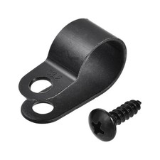 13.2mm Nylon R Type Cable Clip Wire Clamp with Screws Black 50pcs picture