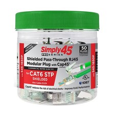 S45-1650P Simply45  Cat6 Shielded External Ground Pass-Through Plug RJ45 50 pack picture