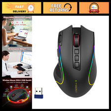 Versatile Wireless Bluetooth Mouse, 8000 DPI, 6 RGB Backlit Colors, Ergonomic De picture
