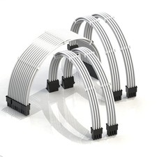 LINKUP ATX 24-Pin PSU Extension Cable Braided Sleeved 50cm White picture