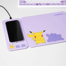 Pokemon Ditto Pikachu 15W Wireless Charger Mouse Pad Purple Authentic picture