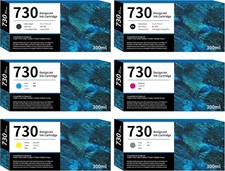 730 Ink Cartridges 6-Pack High-Capacity [Compatible with HP] RumbaRex HP730 BN picture