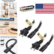 2 Pack 6ft 2 Prong Power Cord Non Polarized IEC C7 for TVs and Gaming Consoles picture