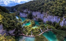 Landscape nature river plitvice lakes national park Custom Gaming Mat Desk picture