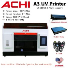 USED A3 UV Printer For Flatbed Cylindrical Glass Metal Rotation Embossed US picture