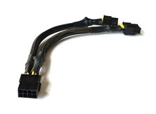 PCI Express 8 pin Cable Splitter 18 AWG 8.4 inches Black Sleeved picture