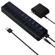 Powered USB Hub 3.0 10-Port USB Splitter Hub with Individual On/Off Switches picture