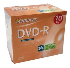 Memorex DVD-R Recordable 16x / 4.7GB / 120 Min Video NEW 10 Pack picture